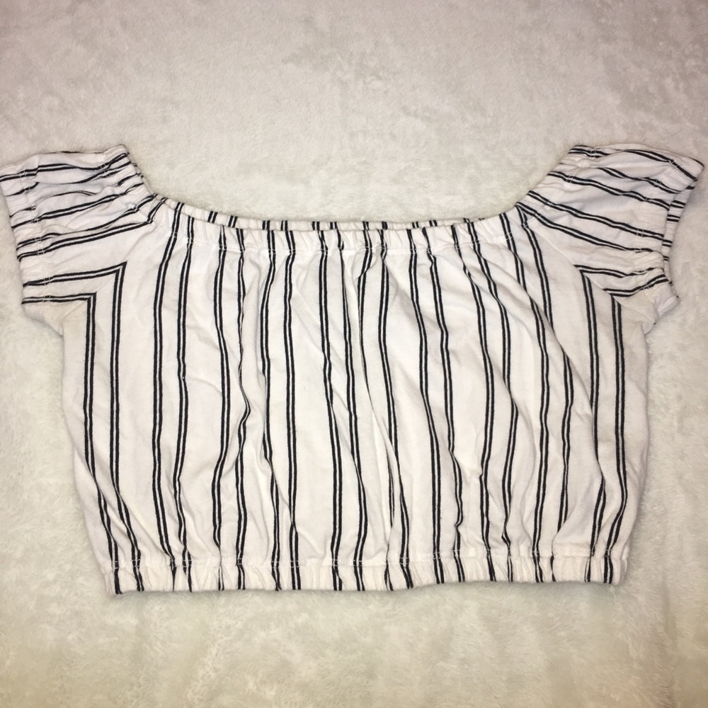 Striped Off The Shoulder Crop Top from PacSun